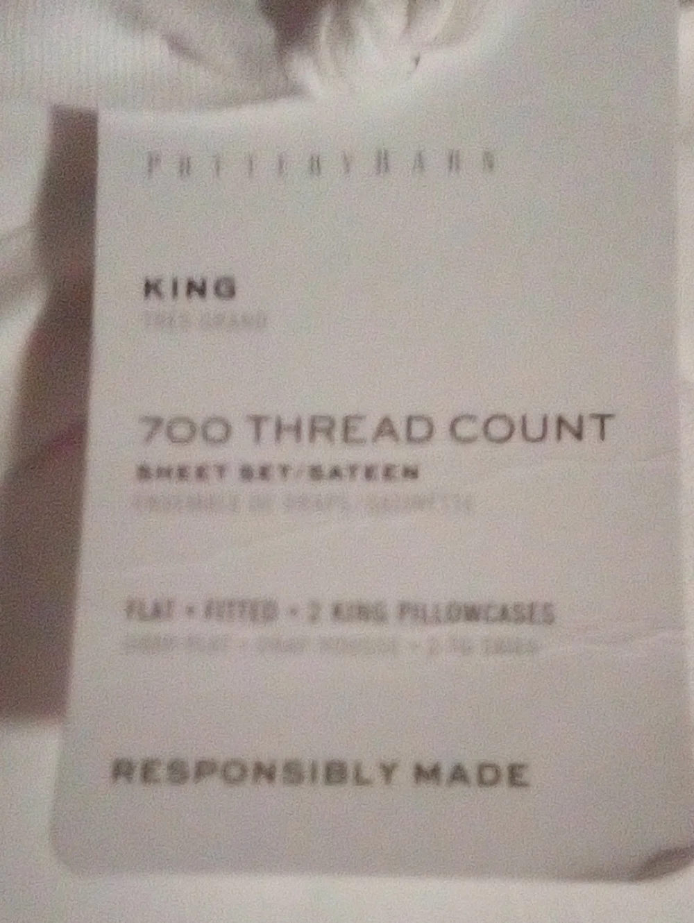 Pottery Barn 700 Thread Count King Sheet Set - White